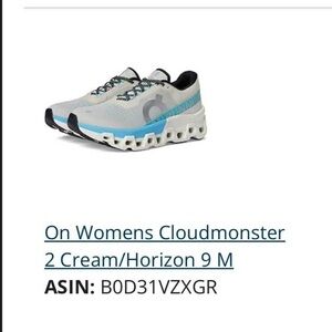 On Running Women's Cloudmonster 2 Cream and Blue Shoes